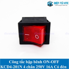 Công tắc bập bênh ON-OFF KCD4 KCD4-201N 4 chân 250V 16A Có đèn - Màu đỏ