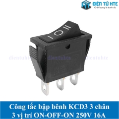 Công tắc bập bênh ON-OFF-ON 3 chế độ KCD3 3 chân 250V 16A - Màu đen