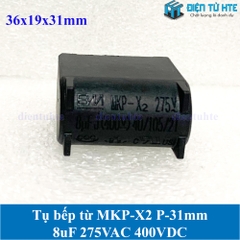 Tụ bếp từ MKP-X2 8uF 275VAC 400VDC pitch 31mm Đen size 36x19x31mm