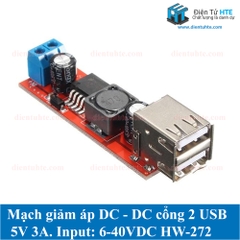 Mạch giảm áp DC-DC 5V 3A 2 cổng USB Sạc điện thoại HW-272