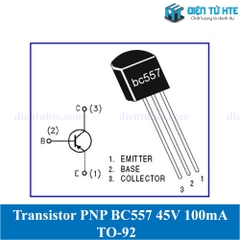 Transistor BC557 PNP 45V 0.1A chân cắm TO-92