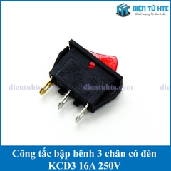 Công tắc bập bênh KCD3 KCD3-101N 3 chân 250V 16A có đèn
