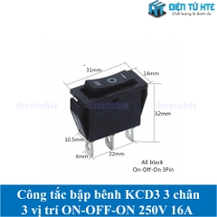 Công tắc bập bênh ON-OFF-ON 3 chế độ KCD3 3 chân 250V 16A - Màu đen