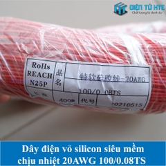 Dây điện vỏ Silicon siêu mềm chịu nhiệt 20AWG 100*0.08TS OD 1.8mm (1 mét)