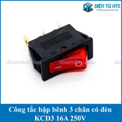 Công tắc bập bênh KCD3 KCD3-101N 3 chân 250V 16A có đèn