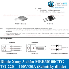 Diode xung 30100 MBR30100CTG B30100G 100V 30A TO-220