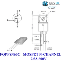 MOSFET FQPF8N60C TO-220 7.5A 600V Kênh N