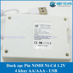 Dock Sạc Pin AA/AAA 1.2V 4 khay đầu vào USB