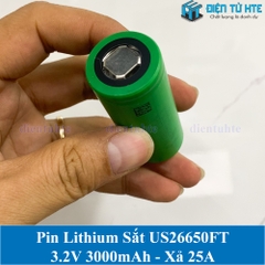 Pin Lithium Sắt LiFePO4 Sony US26650FT 3.2V 3.0Ah xả 25A