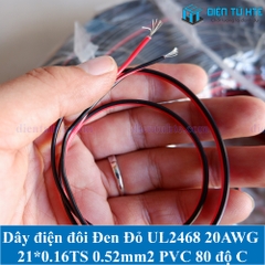 Dây điện đôi đỏ đen 2468 20AWG 21/0.16TS 0.52mm2 vỏ PVC 80 độ C