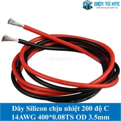 Dây điện Vỏ Silicon chịu nhiệt 200 độ C 14AWG 400*0.08TS OD 3.5mm - Màu đỏ