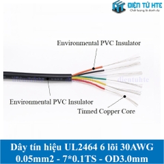 Dây tín hiệu 6 lõi 2464 30AWG 7*0.10TS vỏ PVC 80 độ OD 3.0mm