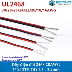 Dây điện đôi Đen đỏ 2468 28AWG 7*0.12TS OD 1.2 - 2.4mm