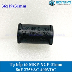 Tụ bếp từ MKP-X2 8uF 275VAC 400DC pitch 31mm Đen size 36x19x31mm