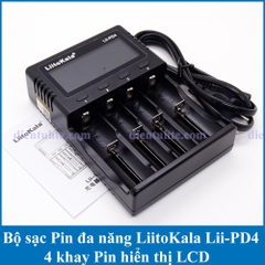 Bộ sạc Pin đa năng LiitoKala Lii-PD4 4 khay Pin 18650 26650 21700 hiển thị LCD