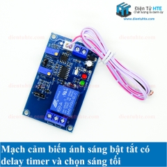 Mạch cảm biến ánh sáng bật tắt có delay độ trễ 05V