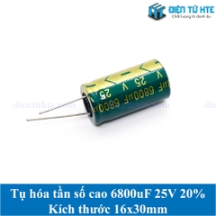 Tụ hóa tần số cao 6800uF 25V 20% kích thước 16x30mm