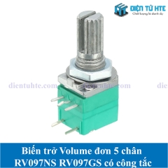 Biến trở đơn 5 chân RK097NS kèm công tắc 15mm