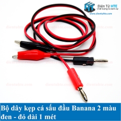 Bộ dây kẹp cá sấu đầu banana 4mm dài 1 mét đen-đỏ