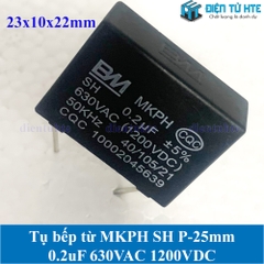 Tụ bếp từ  MKPH SH 0.2uF 630VAC 1200DC pitch 25mm Đen size 23x10x22mm
