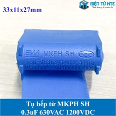 Tụ bếp từ BM MKPH 0.3uF 630VAC 1200DC pitch 31mm Xanh dương size 33x11x27mm