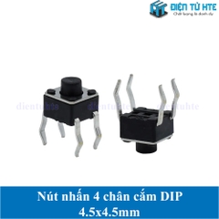 Nút nhấn 4 chân cắm DIP tiếp điểm đồng 4.5x4.5x4.3 mm