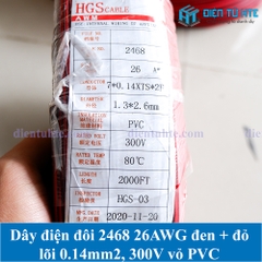 Dây điện đôi 2468 đỏ - đen 26AWG lõi 0.15mm2 vỏ PVC