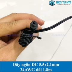 Dây nguồn DC 24AWG Jack 5.5x2.1mm dài 1.8m (Màu đen)