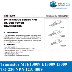Transistor công suất NPN FJP13009H2 JE13009 E13009 13009 400V 12A TO-220 Mới