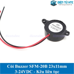 Còi Buzzer SFM-20 SFM-20B 23x11mm 3-24V có dây, có tai vặn, màu đen