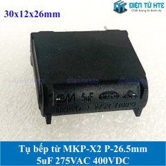 Tụ bếp từ MKP-X2 5uF 275VAC 400VDC pitch 26.5mm Đen size 30x12x26mm