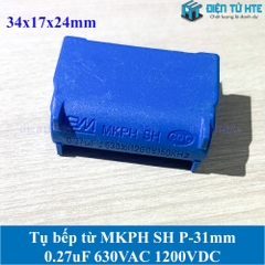Tụ bếp từ BM MKPH 0.27uF 630VAC 1200DC pitch 31mm Xanh dương size 34x17x24mm