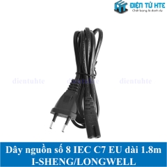 Dây nguồn số 8 IEC C7 10A chuẩn EU  I-SHENG/LONGWELL 1.8 mét