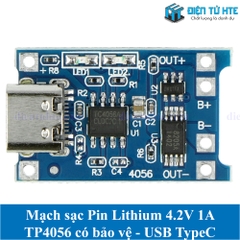 Mạch sạc Pin Lithium Ion 1A 4.2V TP4056 có bảo vệ - TypeC 5V
