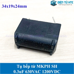 Tụ bếp từ BM MKPH 0.3uF 630VAC 1200DC pitch 31mm Đen size 34x19x24mm