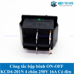 Công tắc bập bênh ON-OFF KCD4 KCD4-201N 4 chân 250V 16A Có đèn - Màu đỏ