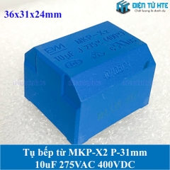 Tụ bếp từ  MKP-X2 10uF 275VAC 400DC pitch 31mm Xanh dương size 36x31x24mm