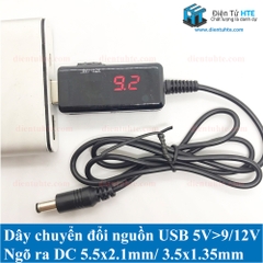 Dây chuyển đổi nguồn USB 5V sang 9V 12V loại tốt KWS-912V