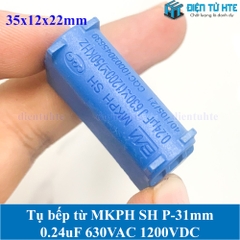 Tụ bếp từ  MKPH 0.24uF 630VAC 1200DC pitch 31mm Xanh dương size 35x12x22mm