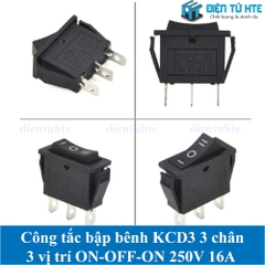 Công tắc bập bênh ON-OFF-ON 3 chế độ KCD3 3 chân 250V 16A - Màu đen