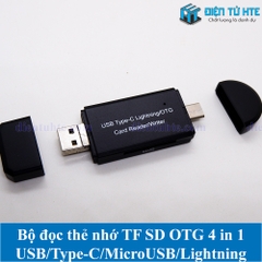 Bộ đọc thẻ nhớ TF SD OTG 4 in 1 USB/Type-C/MicroUSB/Lightning YC-350