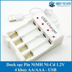 Dock Sạc Pin AA/AAA 1.2V 4 khay đầu vào USB