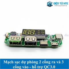 Mạch Pin dự phòng ra 2 cổng 5V 2.4A/QC - Vào 3 cổng