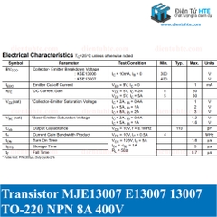 Transistor công suất  JE13007 E13007 13007 400V 8A TO-220