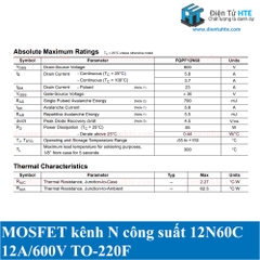 N-MOSFET công suất FQPF12N60C 12N60C 12A 600V