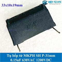 Tụ bếp từ MKPH SH 0.15uF 630VAC 1200DC pitch 31mm Đen size 33x10x19mm