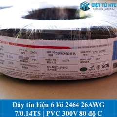 Dây tín hiệu 6 lõi 2464 26AWG 7*0.14TS vỏ PVC 80 độ OD 4.5mm