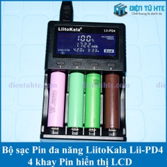 Bộ sạc Pin đa năng LiitoKala Lii-PD4 4 khay Pin 18650 26650 21700 hiển thị LCD