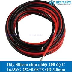Dây điện Vỏ Silicon chịu nhiệt 200 độ C 16AWG 252*0.08TS OD 3.0mm - Màu đen