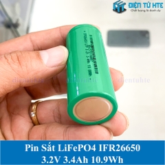 Pin Lithium Sắt LiFePO4 IFR26650 3.2V 3.4Ah 10.9Wh